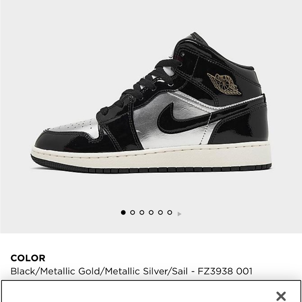 Nike Air Jordan 1 Mid Black and Metallic Silver Sneakers